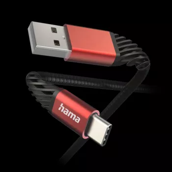 Hama Extreme USB laidas USB 2.0 1,5 m USB A USB C juoda, raudona