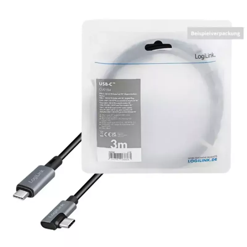 USB laidas LogiLink CU0183 2m USB C juoda sidabrinė USB 2.0
