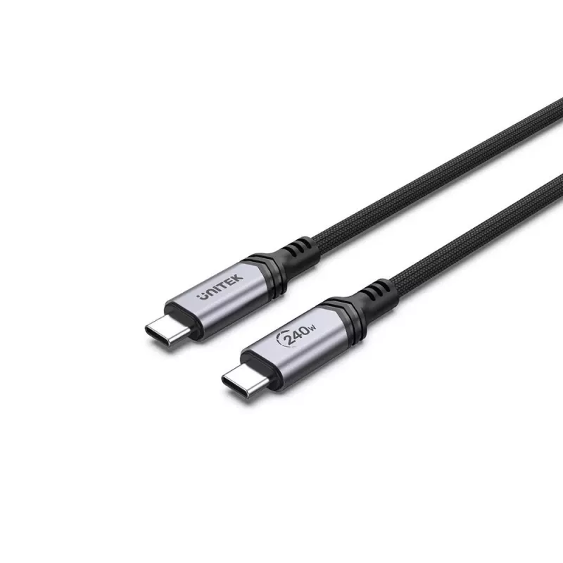 USB-C į USB-C laidas Unitek C14110GY-2M USB 3.2 Gen 1, 2 m, 5 A, 240 W, juodas
