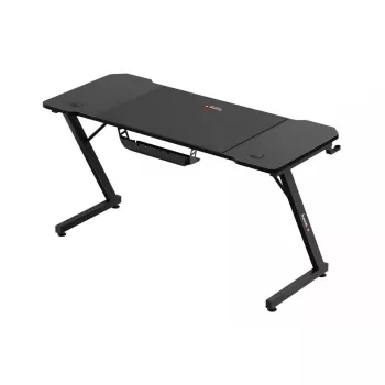 Ergonominis žaidimų stalas huzaro Hero 3.3 Juoda — tiesus stačiakampis stalviršis 1400x600 mm, 740 mm aukštis, 15 mm stalviršis