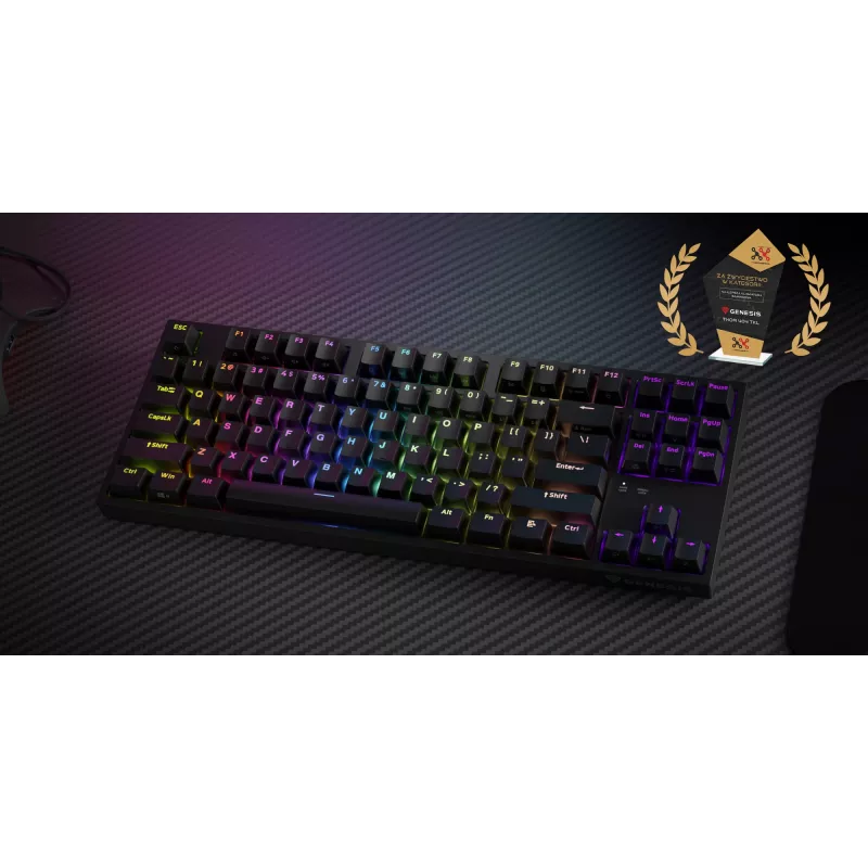 GENESIS Thor 404 TKL klaviatūra, skirta žaidimams, USB, QWERTY, US International, juoda