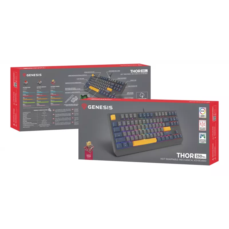 GENESIS Thor 230 TKL klaviatūra Gaming USB QWERTY English Blue