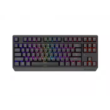 Mechaninė klaviatūra be skaičių bloko, skirta žaidimams, GENESIS Thor 230 TKL — USB, RF belaidis, Bluetooth, 87 klavišų QWERTY, pilka