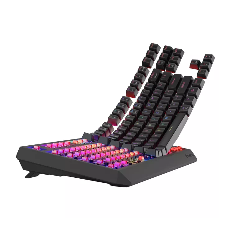 Mechaninė klaviatūra be skaičių bloko, skirta žaidimams, GENESIS Thor 230 TKL — USB, RF belaidis, Bluetooth, 87 klavišų QWERTY, pilka