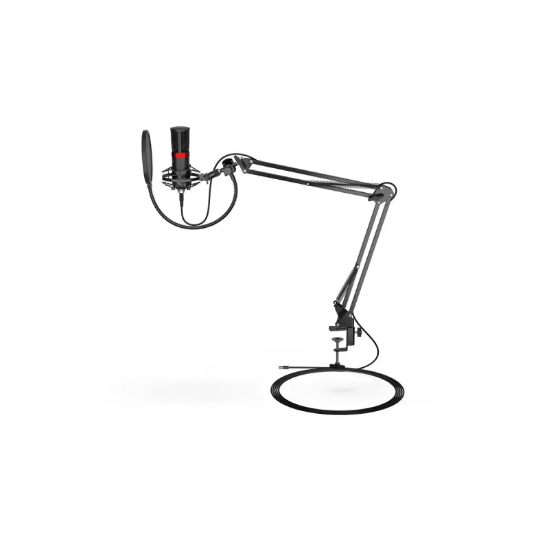 Kompiuterio mikrofonas ENDORFY Solum Streaming, laidinis USB-C kardioidinis, 48 kHz/16 bitų, 18–21000 Hz, stalinis laikiklis, amortizacinis laikiklis ir pop filtras