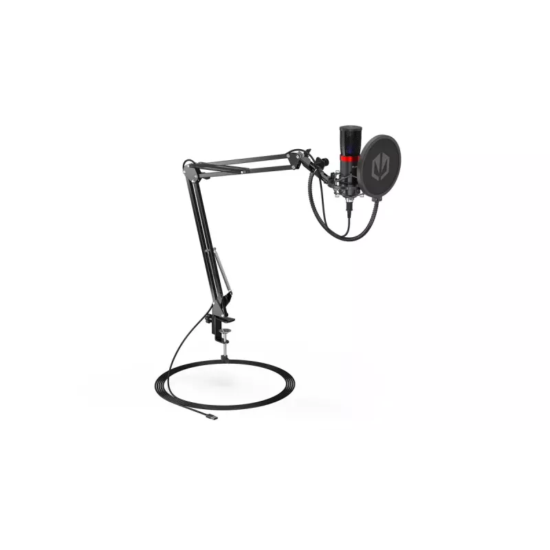Kompiuterio mikrofonas ENDORFY Solum Streaming, laidinis USB-C kardioidinis, 48 kHz/16 bitų, 18–21000 Hz, stalinis laikiklis, amortizacinis laikiklis ir pop filtras