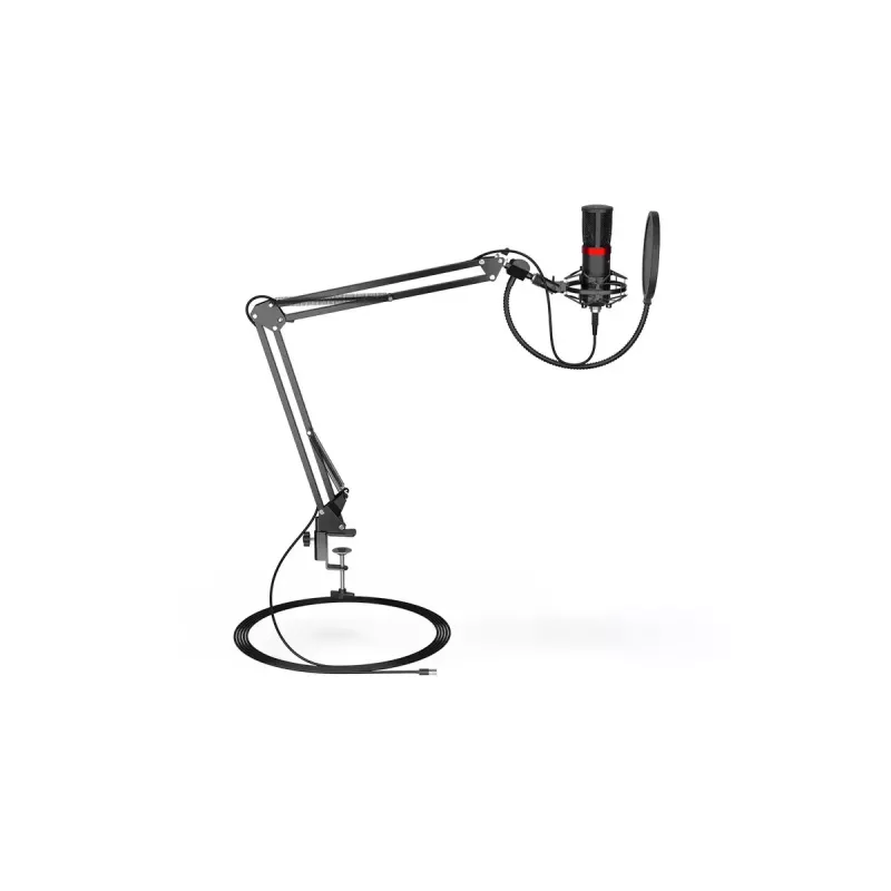 Kompiuterio mikrofonas ENDORFY Solum Streaming, laidinis USB-C kardioidinis, 48 kHz/16 bitų, 18–21000 Hz, stalinis laikiklis, amortizacinis laikiklis ir pop filtras