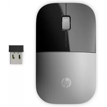 HP Z3700 sidabrinė belaidė pelė, abiem rankoms tinkama, optinė, RF belaidė, 1200 DPI, sidabrinė
