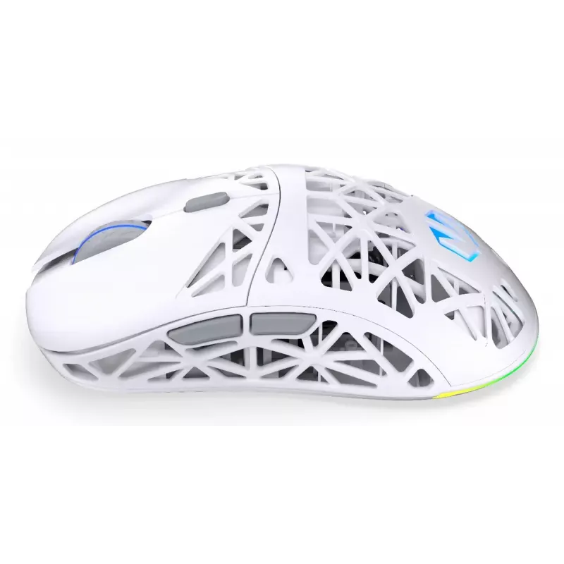 Belaidė žaidimų pelė ENDORFY LIV Onyx White — Bluetooth/2,4 GHz, 12 000 DPI, abiem rankoms tinkama, aRGB apšvietimas, 6 mygtukai, USB-A/USB-C kabelis