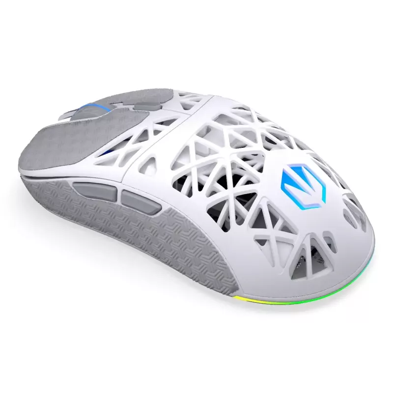 Belaidė žaidimų pelė ENDORFY LIV Onyx White — Bluetooth/2,4 GHz, 12 000 DPI, abiem rankoms tinkama, aRGB apšvietimas, 6 mygtukai, USB-A/USB-C kabelis