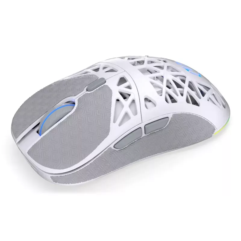 Belaidė žaidimų pelė ENDORFY LIV Onyx White — Bluetooth/2,4 GHz, 12 000 DPI, abiem rankoms tinkama, aRGB apšvietimas, 6 mygtukai, USB-A/USB-C kabelis