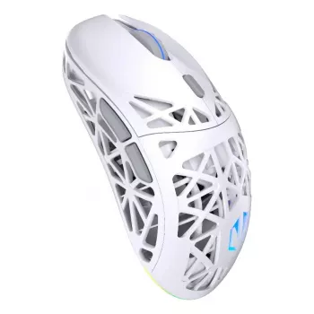 Belaidė žaidimų pelė ENDORFY LIV Onyx White — Bluetooth/2,4 GHz, 12 000 DPI, abiem rankoms tinkama, aRGB apšvietimas, 6 mygtukai, USB-A/USB-C kabelis