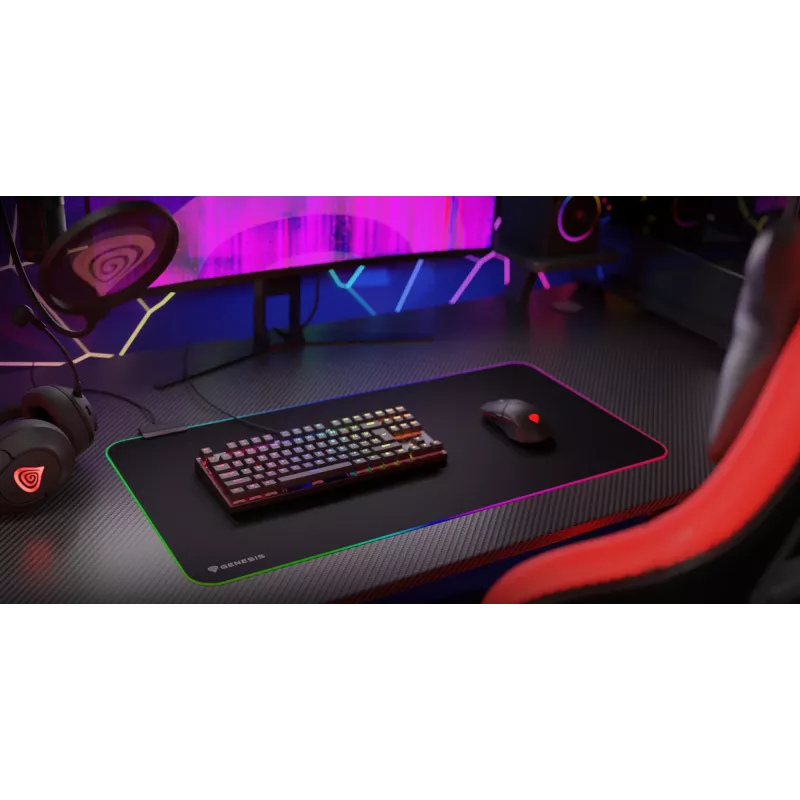 GENESIS Boron 500 XXL RGB žaidimų pelės kilimėlis Juodas