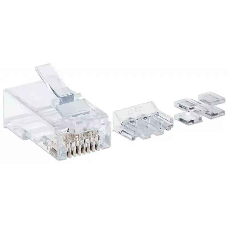 Intellinet RJ45 moduliniai kištukai Pro Line, Cat6A, UTP, 3 dantukai, kietiems laidams, 50 µ auksu dengti kontaktai, 80 vnt.