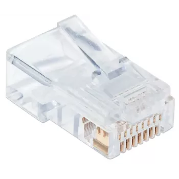 „Intellinet“ RJ45 moduliniai kištukai „Pro Line“, Cat5e, UTP, 3 kontaktų, skirti vientisai laidai, 50 µ auksu dengti kontaktai, 100 vnt. pakuotė