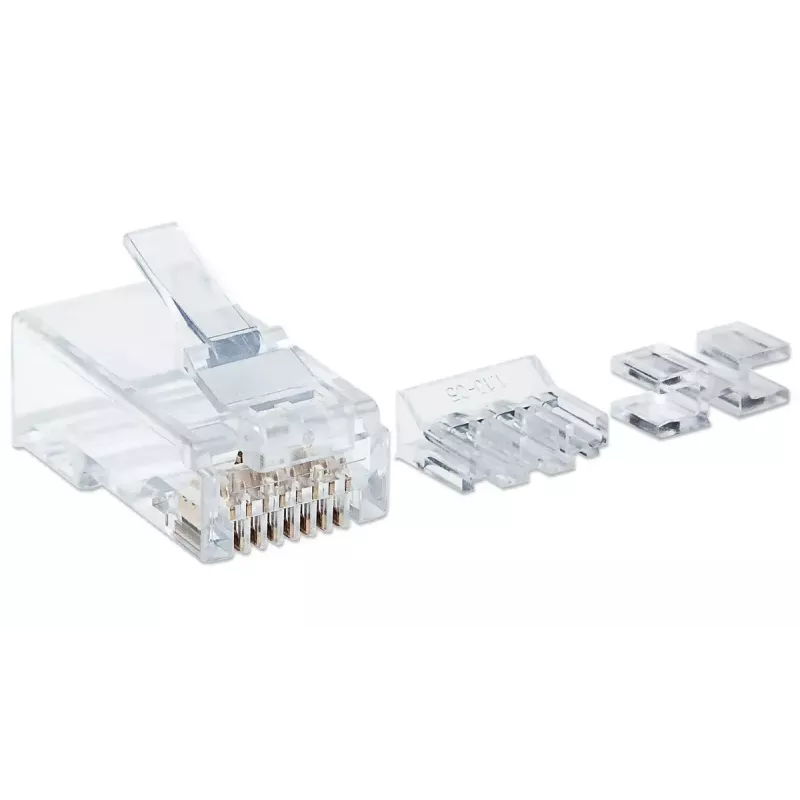 Intellinet RJ45 moduliniai kištukai, Cat6A, UTP, 2 kontaktų, vytos vielos, 15 µ auksuoti kontaktai, 80 vnt. pakuotė