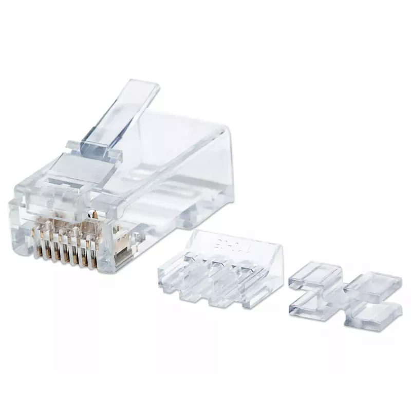 Intellinet RJ45 moduliniai kištukai, Cat6A, UTP, 2 kontaktų, vytos vielos, 15 µ auksuoti kontaktai, 80 vnt. pakuotė