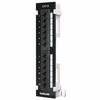 Intellinet pataisų pultas, Cat6, montuojamas ant sienos, UTP, 12 prievadų, juodas