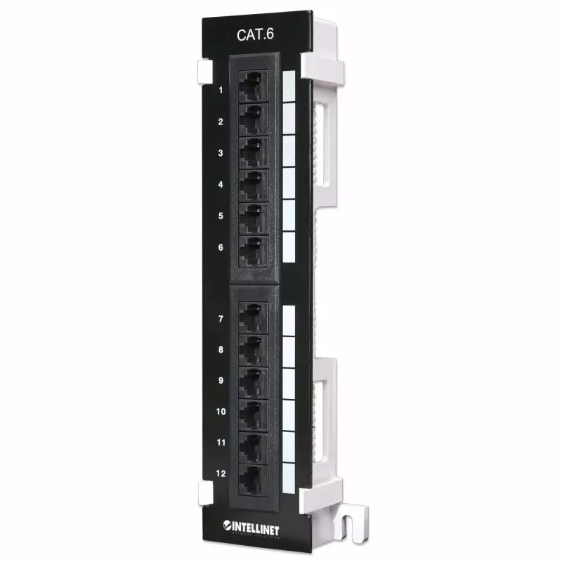 Intellinet pataisų pultas, Cat6, montuojamas ant sienos, UTP, 12 prievadų, juodas