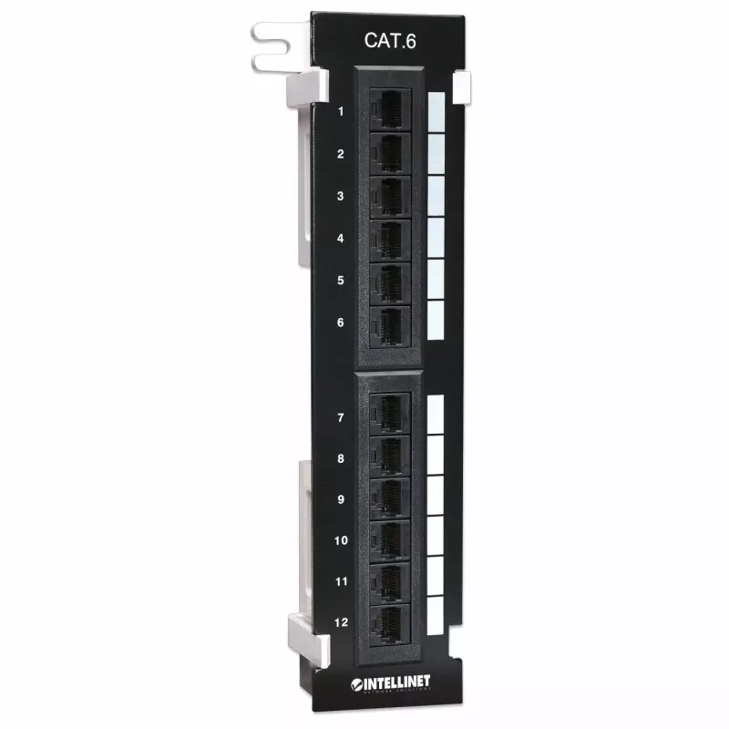 Intellinet pataisų pultas, Cat6, montuojamas ant sienos, UTP, 12 prievadų, juodas