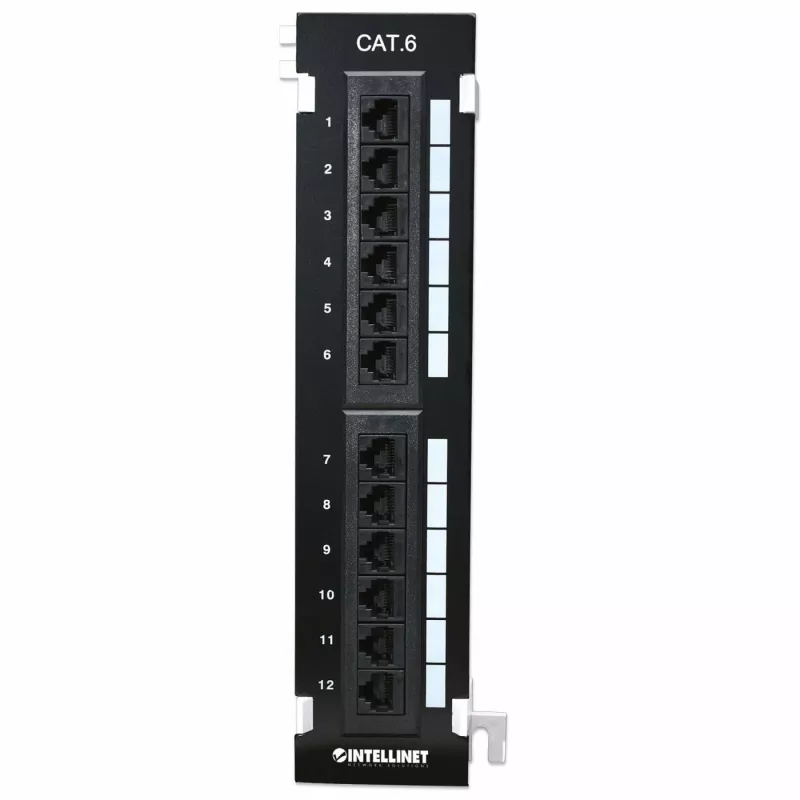 Intellinet pataisų pultas, Cat6, montuojamas ant sienos, UTP, 12 prievadų, juodas