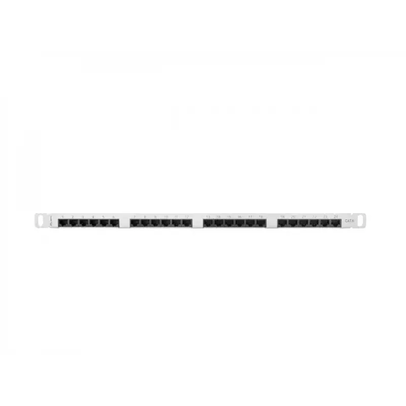 Patch panel LANBERG PPU6-0024-S, 24 prievadų Cat6, metalinis, 0,5U, 440×22,3×99 mm