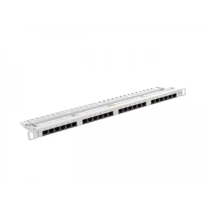 Patch panel LANBERG PPU6-0024-S, 24 prievadų Cat6, metalinis, 0,5U, 440×22,3×99 mm