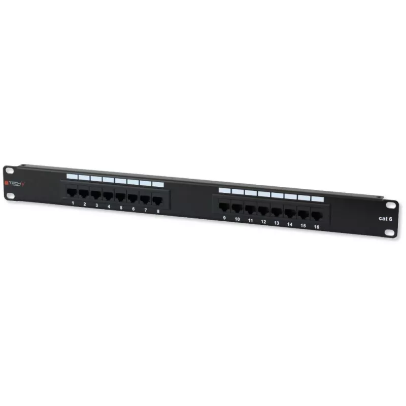 Techly Patch Panel UTP 16 Ports RJ45 Cat.6 I-PP 16-RU-C6T
