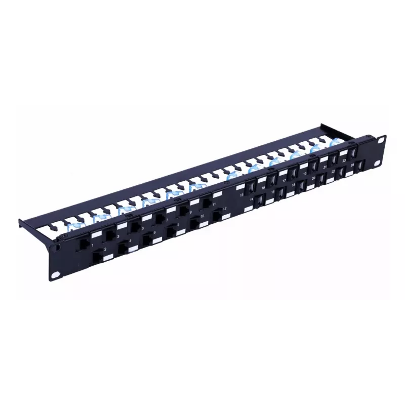 Techly UTP Patch Panel 24 Places RJ45 Cat.6A Inclined Output 1U Juoda