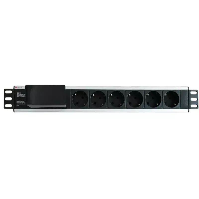 Techly I-CASE STRIP-16SH maitinimo skirstytuvas (PDU) 6 kintamosios srovės lizdai(-ų) 1,5U Juoda, Sidabrinė