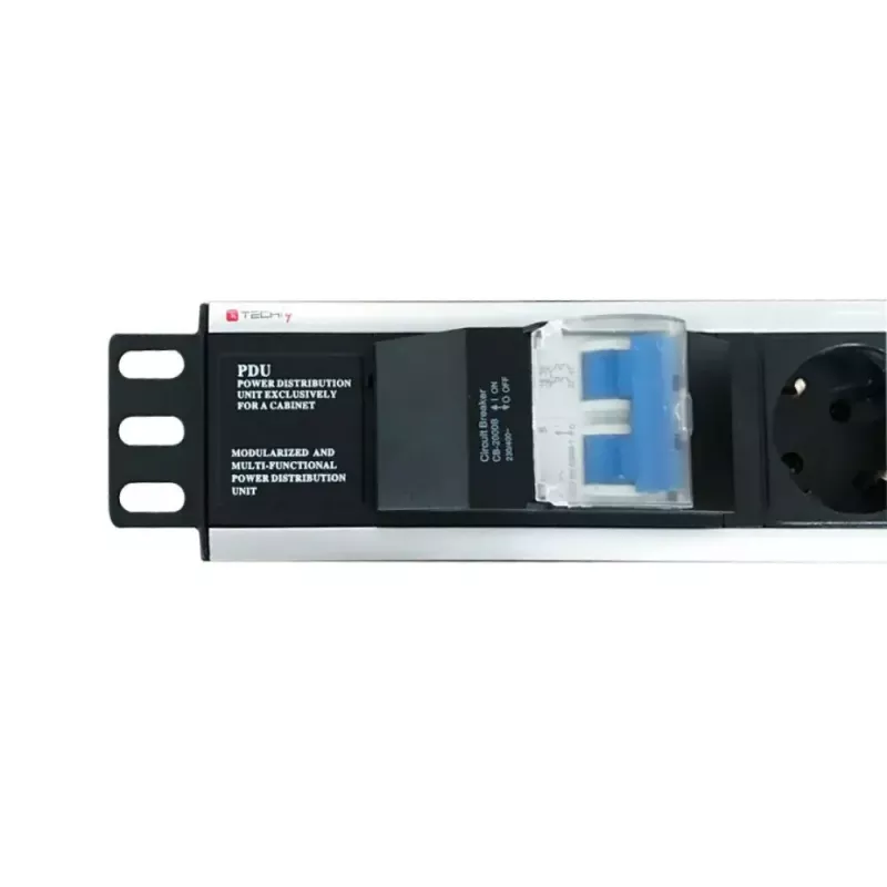 Techly I-CASE STRIP-16SH maitinimo skirstytuvas (PDU) 6 kintamosios srovės lizdai(-ų) 1,5U Juoda, Sidabrinė