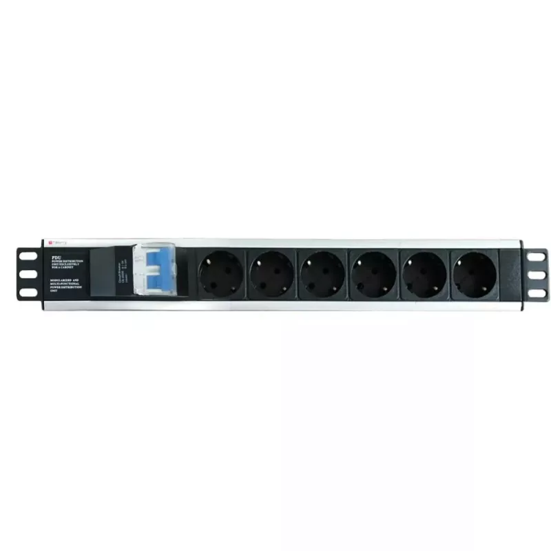 Techly I-CASE STRIP-16SH maitinimo skirstytuvas (PDU) 6 kintamosios srovės lizdai(-ų) 1,5U Juoda, Sidabrinė