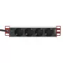 Maitinimo juosta Techly Universal Power Strip Rack 10 colių 4 lizdai Schuko kištukas juoda sidabrinė 1U