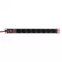 Techly 19 colių stovo maitinimo juosta 8 lizdai Schuko kištukas, maitinimo juosta, juoda, 1,05 kg