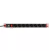 Techly 19 colių stovo maitinimo juosta 8 lizdai Schuko kištukas, maitinimo juosta, juoda, 1,05 kg
