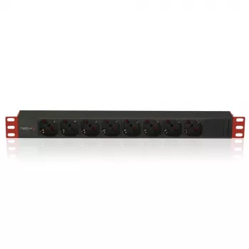 Techly Multi-Socket 8 lizdai stovui 19 colių C14 kištukas 1 HE juoda raudona
