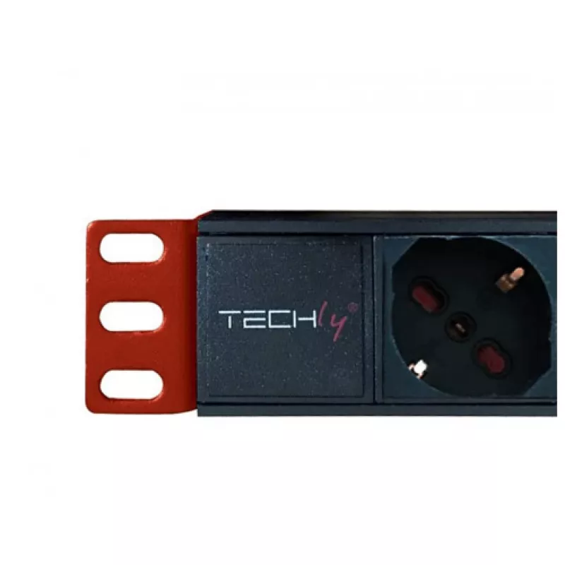 Techly Multi-Socket 8 lizdai stovui 19 colių C14 kištukas 1 HE juoda raudona