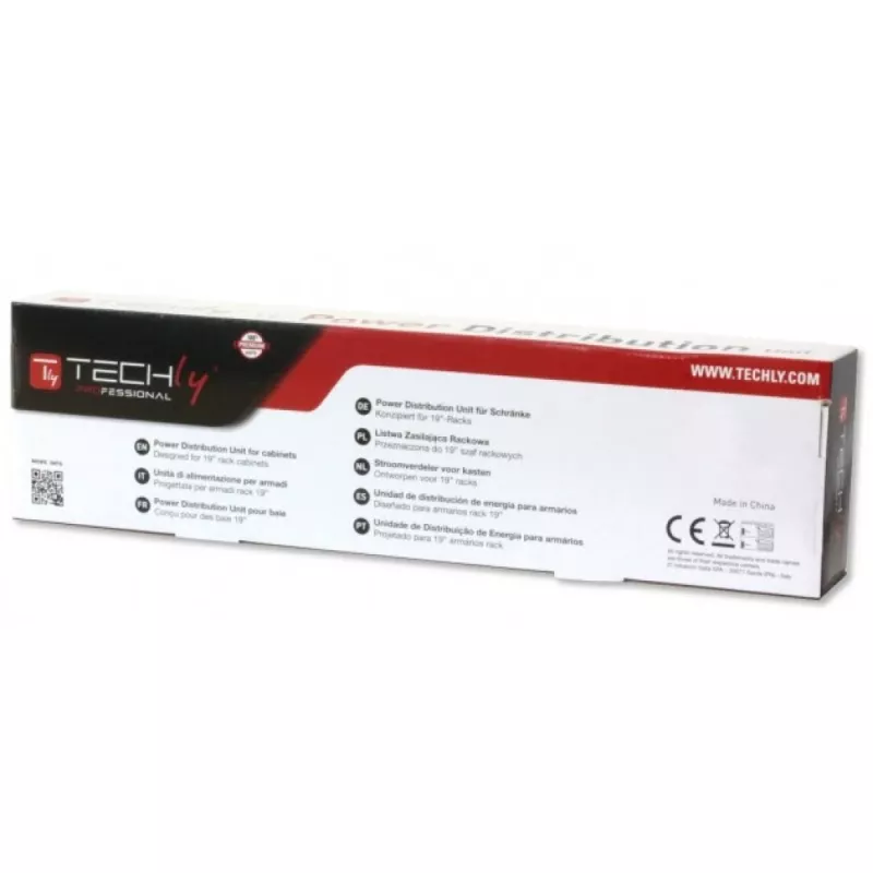 Techly Multi-Socket 8 lizdai stovui 19 colių C14 kištukas 1 HE juoda raudona