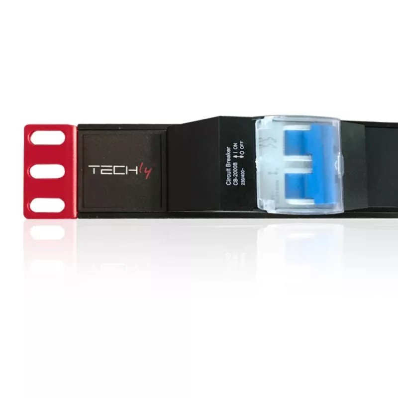 “Techly I-CASE STRIP-61UD” maitinimo skirstymo įrenginys (PDU) 6 kintamosios srovės lizdai 1U juoda, raudona