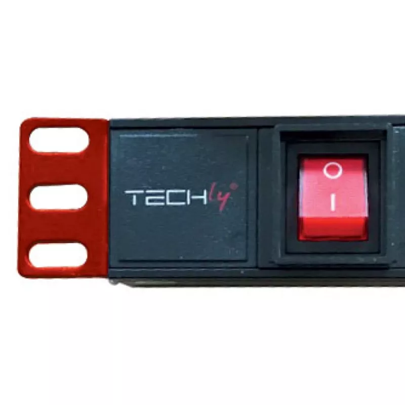 Techly I-CASE STRIP-18C20 maitinimo skirstymo įrenginys (PDU) 8 kintamosios srovės lizdai (-ų) 1U Juoda, Raudona