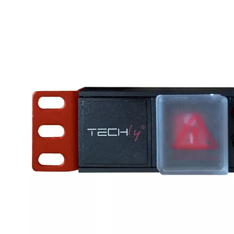 Techly I-CASE STRIP-18C20 maitinimo skirstymo įrenginys (PDU) 8 kintamosios srovės lizdai (-ų) 1U Juoda, Raudona