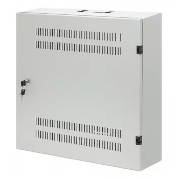 Intellinet žemo profilio 19 colių sieninis montavimo kabinetas su 4U horizontaliomis ir 2U vertikaliomis kreipiančiomis Plonas, vietą taupantis gaubtas, kurio gylis tik 170 mm, idealiai tinka AV, multimedijai ir stebėjimo sistemoms, surinktas, pilka RAL 7035