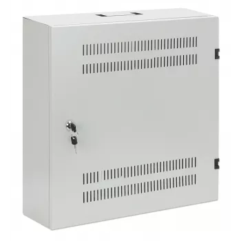 Intellinet žemo profilio 19 colių sieninis montavimo kabinetas su 4U horizontaliomis ir 2U vertikaliomis kreipiančiomis Plonas, vietą taupantis gaubtas, kurio gylis tik 170 mm, idealiai tinka AV, multimedijai ir stebėjimo sistemoms, surinktas, pilka RAL 7035