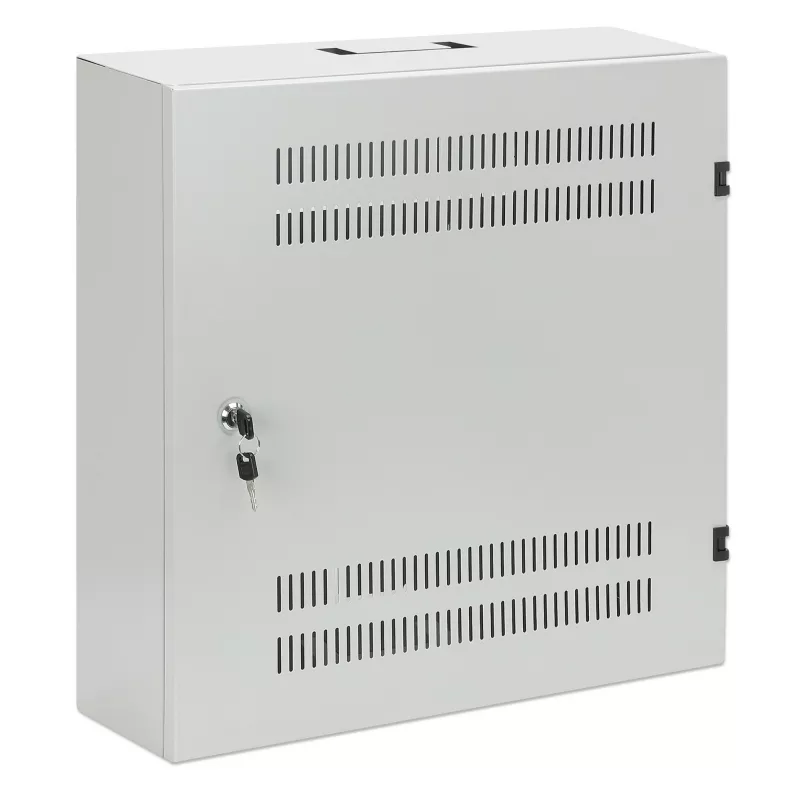 Intellinet žemo profilio 19 colių sieninis montavimo kabinetas su 4U horizontaliomis ir 2U vertikaliomis kreipiančiomis Plonas, vietą taupantis gaubtas, kurio gylis tik 170 mm, idealiai tinka AV, multimedijai ir stebėjimo sistemoms, surinktas, pilka RAL 7035
