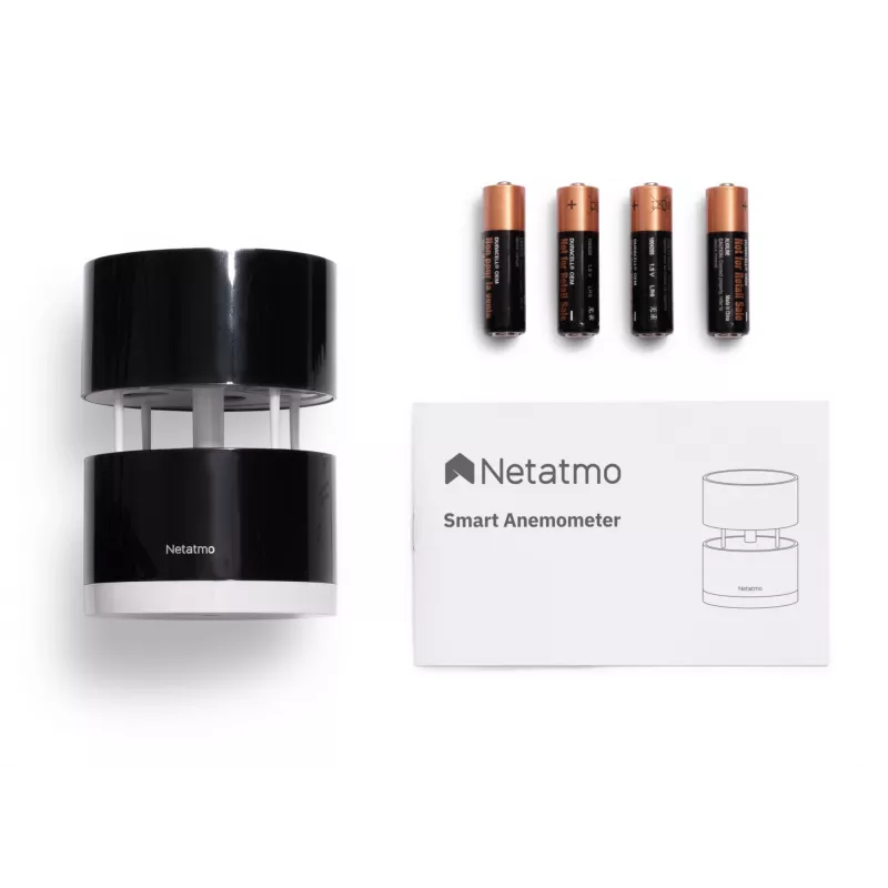 Netatmo išmanusis anemometras, vėjo greitis, belaidis, Wi-Fi, 0–45 m/s, 100 m, juodas, permatomas