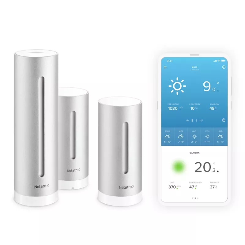 Netatmo vidinis rinkinys „Išmani namų orų stotelė + papildomas išmanus vidinis modulis“
