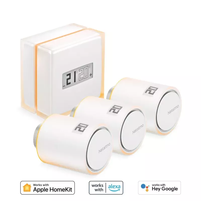 Netatmo rinkinys: išmanusis termostatas + 3 papildomi išmanieji radiatorių vožtuvai