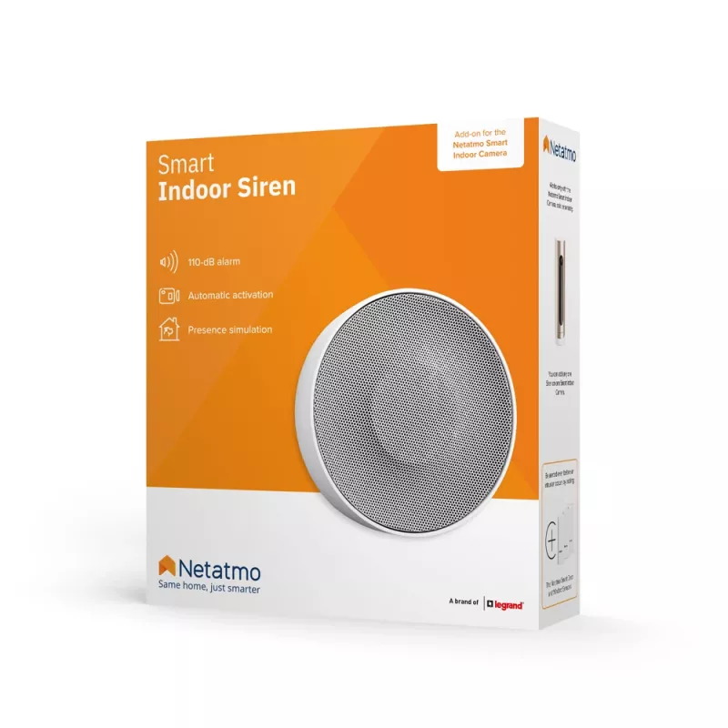 Belaidė sirena Netatmo NA-NIS01 Vidaus Balta, 110 dB, USB prievadas, AA x4, 130×35×130 mm