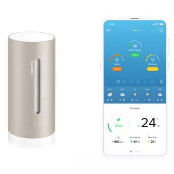 Skaitmeninė meteorologinė stotelė Netatmo NIM-S Smėlio — patalpų termometras, higrometras, oro kokybė, maitinama baterijomis (AAA)