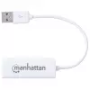 Manhattan USB-A spartusis eterneto adapteris, 10/100 Mbps tinklas, 480 Mbps (USB 2.0), Hi-Speed USB, RJ45, baltas, trejų metų garantija